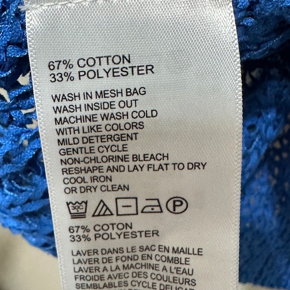 Tommy Bahama Marlin Open Knit V Neck Sleeveless Sweater Top Women M Blue Popover - Picture 7 of 9